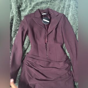 Women's Tailored Plum Blazer with Hook-Front Closure